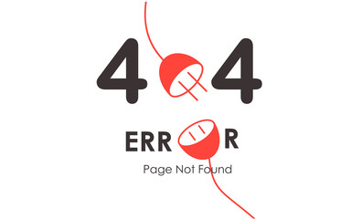 Wall Mural - 404 error page not found vector red plug graphic background