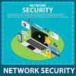 internet and network security isometric icons