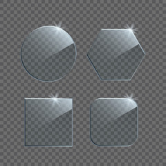 Wall Mural - vector realistic glass plates isolated on transparent background.