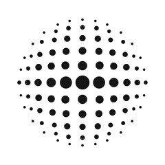 Wall Mural - white 3d vector halftone sphere.dotted spherical background.logo template with shadow.circle dots is
