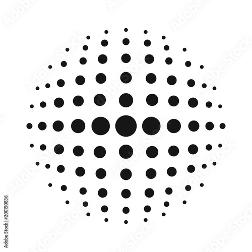 White 3d Vector Halftone Sphere Dotted Spherical Background Logo
