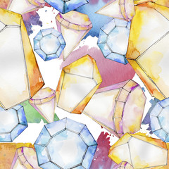 Wall Mural - Colorful diamond rock jewelry mineral.  Geometric quartz polygon crystal stone mosaic shape amethyst gem.