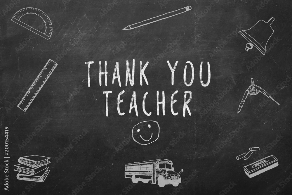 Thank you teacher handwritten on a chalkboard Stock Photo | Adobe Stock