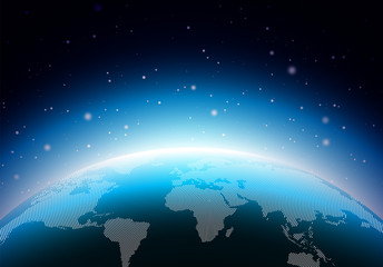 Wall Mural - Earth illustration with blue planet. World map or globe background concept. Vector design for banner, poster or greeting card.