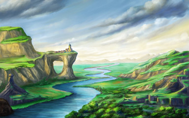 fantasy landscape with river
