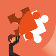 © Gstudio - businessman holding piece puzzle solution work vector illustration