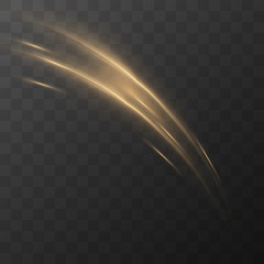 Wall Mural - light effect in wavy shape with trail and sparkle isolated on transparent background.