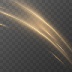 Wall Mural - light effect in wavy shape with trail and sparkle isolated on transparent background.