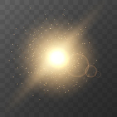Wall Mural - golden glowing lights effects isolated on transparent background. glow light effect. star burst with