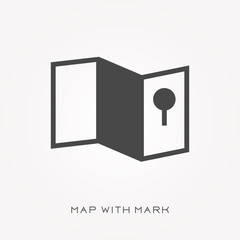 Wall Mural - Silhouette icon map with mark