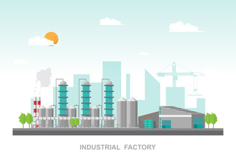 Wall Mural - Industrial factory in a flat style.Vector and illustration of manufacturing building