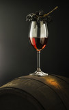 Fototapeta  - still life with red wine on old barrel