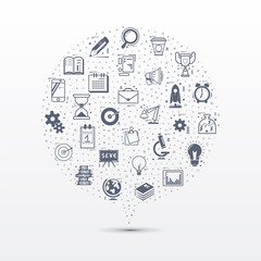Wall Mural - Doodle Icons - startup concept speech bubble , painted flat style.