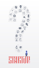 Wall Mural - Doodle Icons - startup concept question mark, painted flat style.