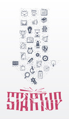 Wall Mural - Doodle Icons - startup concept arrow, painted flat style.