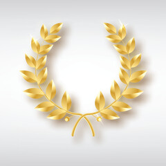 Wall Mural - Award laurel. Symbol of victory and achievement. Design element for decoration of medal, award, coat of arms or anniversary logo. Gold laurel wreath. Realistic vector object isolated