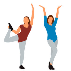 Sticker - isolated, flat style, girl doing exercises