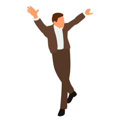 Sticker -  isolated, flat style icon, guy dancing