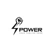 Vector logo design template. Fist male hand, proletarian protest symbol. Power sign