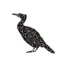 Cormorant Bird Spiral Pattern Color Silhouette Animal.