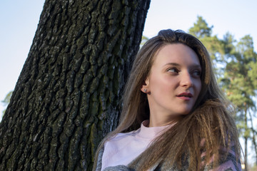 Portrait of beautiful woman outdoor.