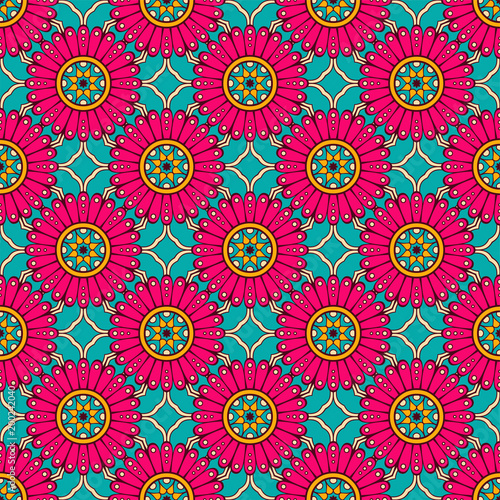 Cotton fabric Etniczne kwiatowy wzór z mandali