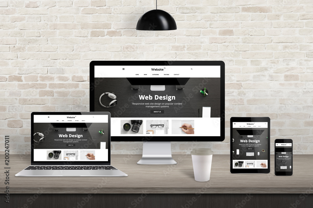 Responsive web site presentation on diferent display devices. Modern ...