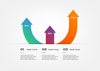 Poster - Arrows infographics step by step. Element of chart, graph, diagram with 3 options - parts, processes, timeline. Vector business template for presentation, workflow layout, annual report, web design