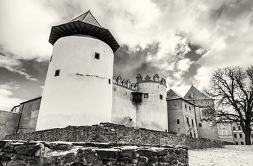 Ancient castle in Kezmarok, Slovakia, colorless