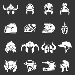 Canvas Print - Helmet icons set grey vector