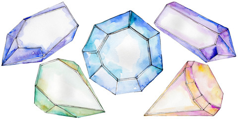 Wall Mural - Colorful diamond rock jewelry mineral.  Geometric quartz polygon crystal stone mosaic shape amethyst gem.