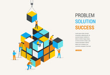 Cube Puzzle Solution Solving Problem Concept Banner