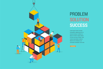 cube puzzle solution solving problem concept banner
