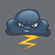 Angry Cloud With Thunderbolt. Cartoon vector illustration of dark storm cloud