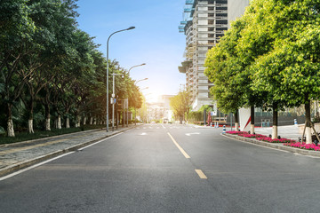 Poster - empty highway with cityscape and skyline of chongqing,China.