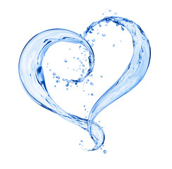 Wall Mural - Splashes of water in the shape of a heart, isolated on a white background