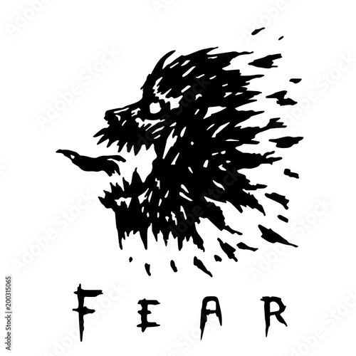 Láminas Scary werewolf head with mouth open. Vector illustration.