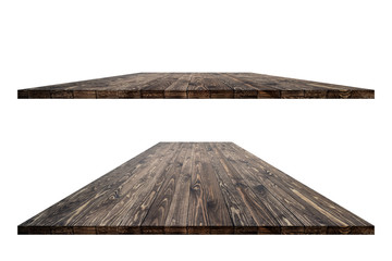 Wall Mural - Empty dining table vintage style with clipping path in perspective view for product placement or montage with focus to table. Wooden board surface.