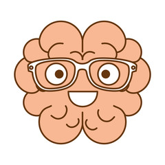 Sticker - brain with glasses kawaii character vector illustration design