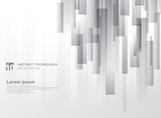 Wall Mural - abstract technology vertical overlap geometric squares shape gray colour on white background with co