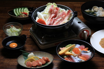 Set menu of japanese dinner 