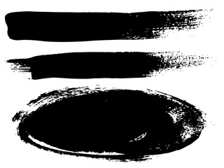 Vector collection of artistic grungy black paint hand made creative brush stroke set isolated on white background. A group of abstract grunge sketches for design education or graphic art decoration