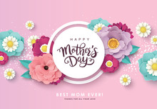 Happy Mother's Day Greeting Card Design With Beautiful Blossom Flowers