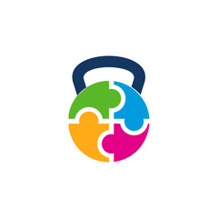 Sticker - Kettle Bell Puzzle Logo Icon Design