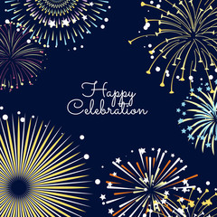 Poster - Vector fireworks background illustration with place for text