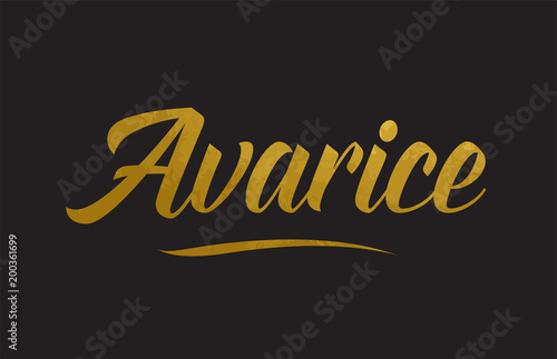 Fotografía Avarice gold word text illustration typography
