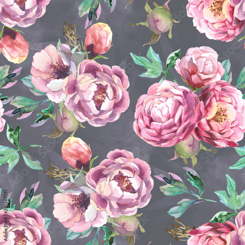 Fototapeta do kuchni pattern of watercolor blue and red peonies