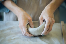 Hands Make Clay From Various Items For Home And Sale In The Store And At The Exhibition, Ceramic Items Are Made In Hand, The Clay Billet Becomes A Ceramic Dish, The Ceramic Master Sculpts A Beautiful 
