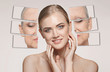 © master1305 - Comparison. Portrait of beautiful woman with problem and clean skin, aging and youth concept, beauty treatment