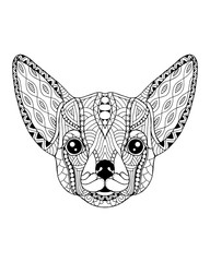 Wall Mural - Chihuahua dog zentangle stylized. Freehand vector illustration